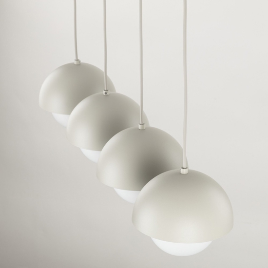 Lampadario per cucina moderna 4 luci pendenti beige a cupola